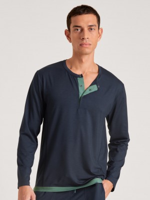 Deepsleepwear Calida Dsw Balancing Shirt Long-sleeve Hombre Azules | 4631TZJVY