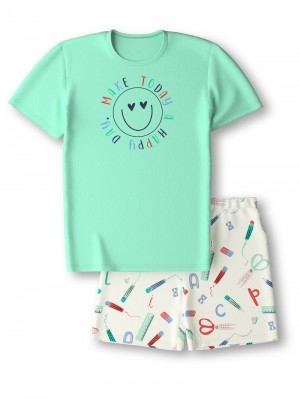 Pyjama Calida Kids Abc Short Pyjama Niños Verdes | 0294DOPRZ