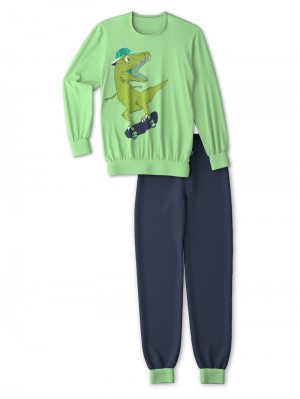 Pyjama Calida Kids Dino Pyjama With Cuff Niños Verdes | 3249TKHAR