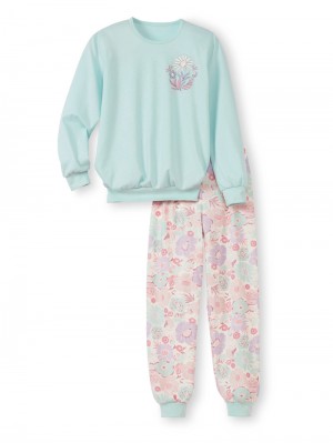 Pyjama Calida Kids Flowers Pyjama With Cuff Niños Azules | 7920ADCBY