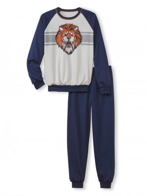 Pyjama Calida Kids Lion Pyjama With Cuff Niños Azules | 5046NWTOF