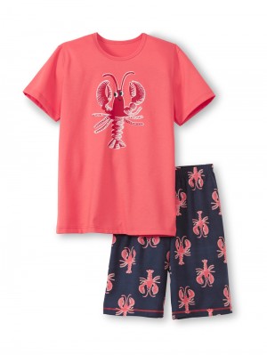Pyjama Calida Kids Lobster Short Pyjama Niños Azules Coral | 2935VUHZO