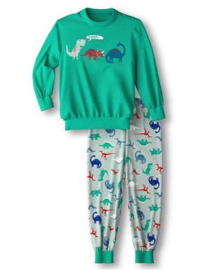 Pyjama Calida Toddlers Dino Pyjama With Cuff Niños Verdes | 7256JIHSC