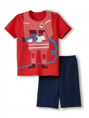 Pyjama Calida Toddlers Fireman Children Short Pyjamas Niños Rojos | 3087TXPWN