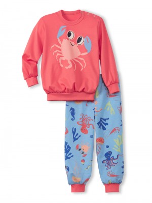 Pyjama Calida Toddlers Ocean Pyjama With Cuff Niños Azules Coral | 1428OSWEC