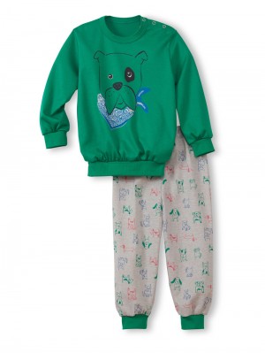 Pyjama Calida Toddlers Puppy Pyjama With Cuff Niños Verdes | 4186CRALJ