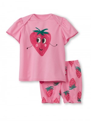 Pyjama Calida Toddlers Strawberry Short Pyjama Niños Rosas | 1563LDQZI