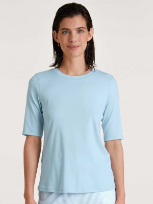 Ropa De Casa Calida Amalfi Journey Shirt Short Sleeve Mujer Azules | 4860WVMXF