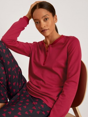 Ropa De Casa Calida Favourites Holidays Shirt Long-sleeve Mujer Rojos | 9180HCZXW