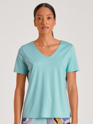 Ropa De Casa Calida Favourites Lavender V-shirt Mujer Pastel Turqoise | 4721RYJTC