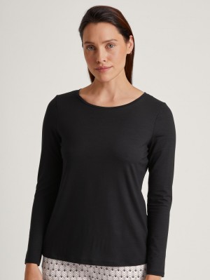 Ropa De Casa Calida Favourites Seduction Shirt Long Sleeve Mujer Schwarz | 0125ARDIJ