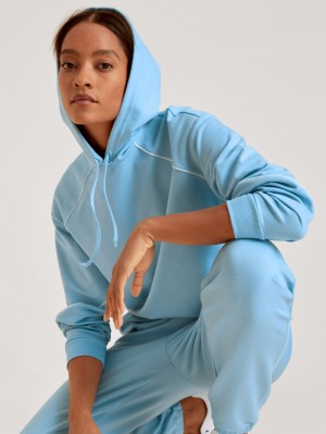 Ropa De Casa Calida Lounge Paisley Sweatshirt With Hood Mujer Azules | 3948AZWIV