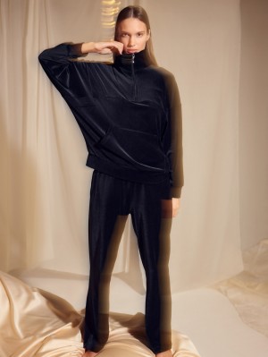Ropa De Casa Calida Lounge Seduction Sweater Long-sleeve Mujer Schwarz | 4638KYRTL