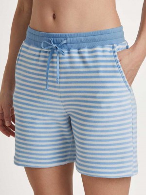 Ropa De Casa Calida Lounge Velours Shorts Mujer Endless Sky | 6321VJFTS