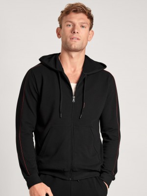 Ropa De Casa Calida Remix Basic Lounge Jacket Hombre Schwarz | 9082PJXKS