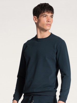 Ropa De Casa Calida Remix Basic Lounge Sweatshirt Hombre Azules | 8459LTOSW