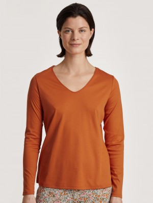 Ropa De Casa Calida Special Shirt Long Sleeve Mujer Smoked Paprika | 0743ZQKPX
