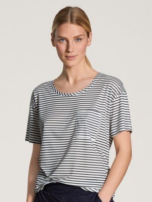 Ropa De Dormir Calida Circular Sleep Shirt Short Sleeve, Cradle To Cradle Certified® Mujer Azules Azules | 4185ALRSX