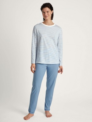 Ropa De Dormir Calida Cotton Stripes Pyjama Mujer Endless Sky | 3107ZQVKU