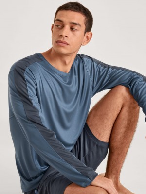 Ropa De Dormir Calida Dsw Cooling Shirt Long-sleeve Hombre Azules | 9260BGPMO