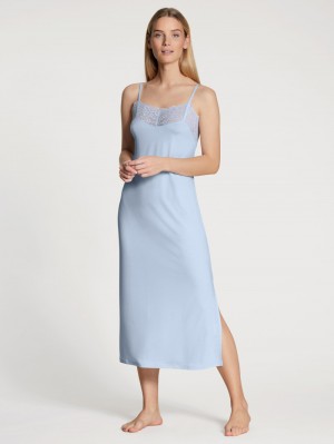 Ropa De Dormir Calida Elegant Dreams Nightdress With Spaghetti Straps Mujer Azules | 7614CHKBQ