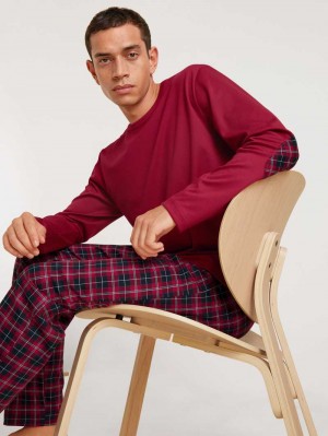 Ropa De Dormir Calida Family & Friends Pyjama Hombre Rojos | 6972CUSYV