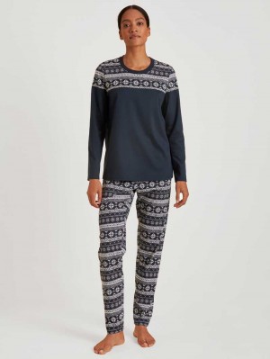 Ropa De Dormir Calida Family & Friends Pyjama Mujer Azules Azules | 2148VIWOA