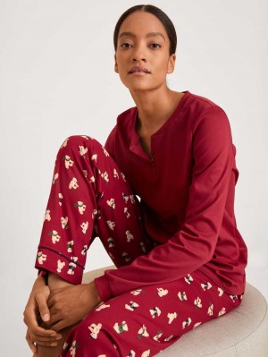 Ropa De Dormir Calida Family & Friends Pyjama Mujer Rojos | 9570DQXJB