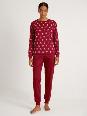 Ropa De Dormir Calida Family & Friends Pyjama With Cuff Mujer Rojos | 5690DSVRL