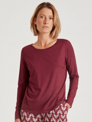 Ropa De Dormir Calida Favourites Butterfly Shirt Long Sleeve Mujer Rojos | 7250CNMZV