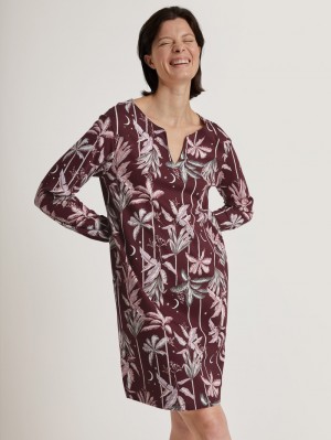 Ropa De Dormir Calida Favourites Ground Long-sleeved Nightdress, Length 95 Cm Mujer Azul Rey Rojos | 0397EMVPQ