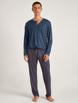 Ropa De Dormir Calida Function Silk Pyjama Hombre Azules | 8590GOPYZ
