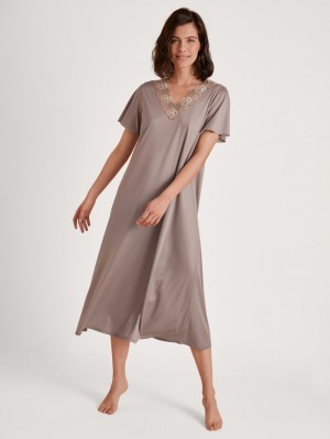 Ropa De Dormir Calida Glamorous Nights Sleepshirt, Length 120 Cm Mujer Etherea Taupe | 5809XFTJN