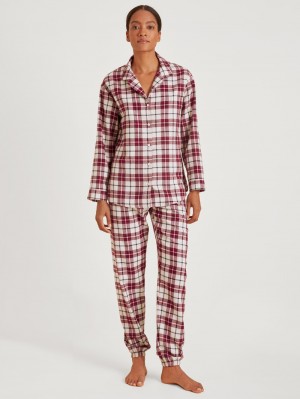 Ropa De Dormir Calida Holiday Dreams Flannel Pyjamas, Buttoned Mujer Rojos | 8057UPFJA
