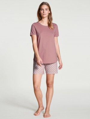 Ropa De Dormir Calida Lovely Nights Short Pyjama Mujer Rosas | 1920VRWMT