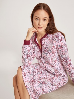 Ropa De Dormir Calida Midnight Flowers Nightdress, Length 110 Cm Mujer Rojos | 3975UGQDH