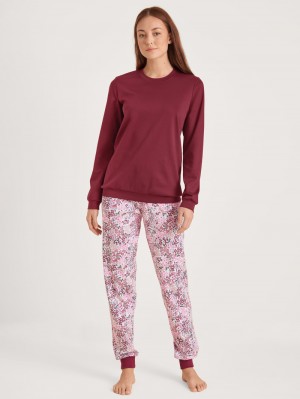 Ropa De Dormir Calida Midnight Flowers Pyjama With Cuff Mujer Rojos | 2039QHECM