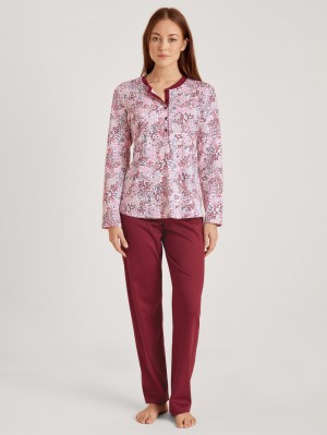 Ropa De Dormir Calida Midnight Flowers Pyjama Mujer Rojos | 8536TZHLK