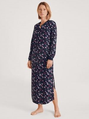 Ropa De Dormir Calida Midnight Mushrooms Nightdress Mujer Azules Azules | 9654IJTEL