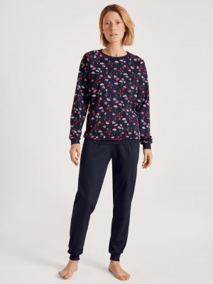 Ropa De Dormir Calida Midnight Mushrooms Pyjama With Cuff Mujer Azules Azules | 5063SWRBA