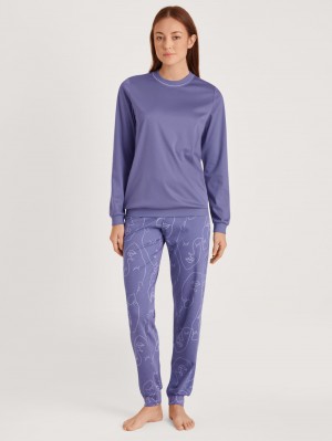 Ropa De Dormir Calida Night Lovers Pyjama With Cuff Mujer Morados | 9578QRXDF