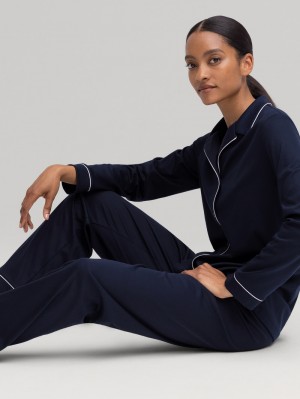 Ropa De Dormir Calida Night Lovers Pyjama Buttoned Mujer Azules Azules | 6902PUSJL