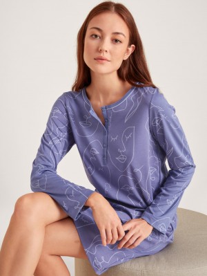 Ropa De Dormir Calida Night Lovers Sleepshirt, Length 100cm Mujer Morados | 1869ZVMLG