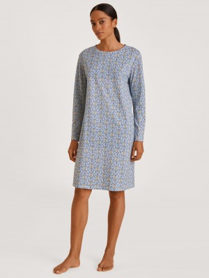 Ropa De Dormir Calida Ornament Nights Nightdress Mujer Azules | 2136QUKFW