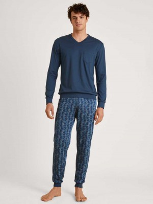Ropa De Dormir Calida Relax Choice 2 Pyjama With Cuff Hombre Azules | 0812XNCWK