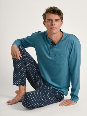 Ropa De Dormir Calida Relax Choice 3 Pyjama Hombre Azules | 7590GKUVL