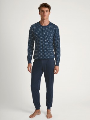 Ropa De Dormir Calida Relax Choice 3 Pyjama With Cuff Hombre Azules | 8254DJXVK