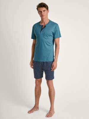 Ropa De Dormir Calida Relax Choice 3 Short Pyjama Hombre Azules | 8634IWCUE