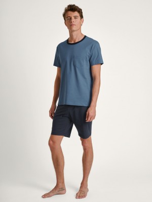 Ropa De Dormir Calida Relax Essentials Short Pyjama Hombre Azules | 8715URLOM