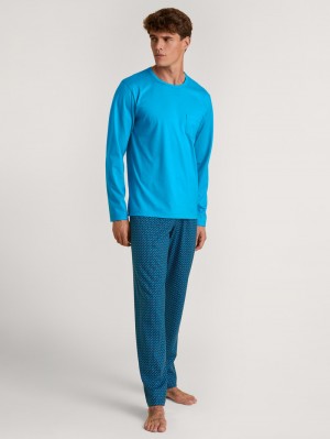 Ropa De Dormir Calida Relax Imprint 1 Pyjama Hombre Azules | 2018FQLDV